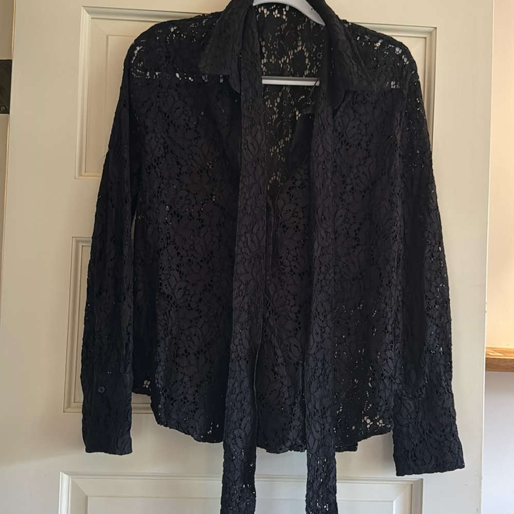 ZARA heavy beautiful black lace shirt